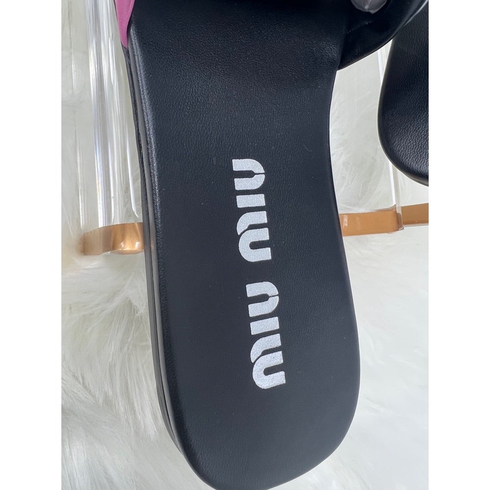 Miu Miu flat nappa leather sandals multicolor black EURO size 39/USA 9 - Picture 5 of 11